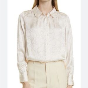 ba&sh Doli Dégradé Satin Button-up Shirt in Ecru
